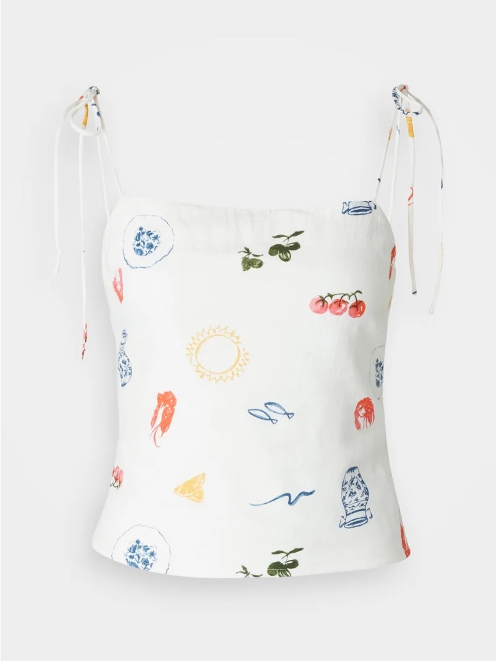 Abercrombie & Fitch linen blend square neck top with picnic print
